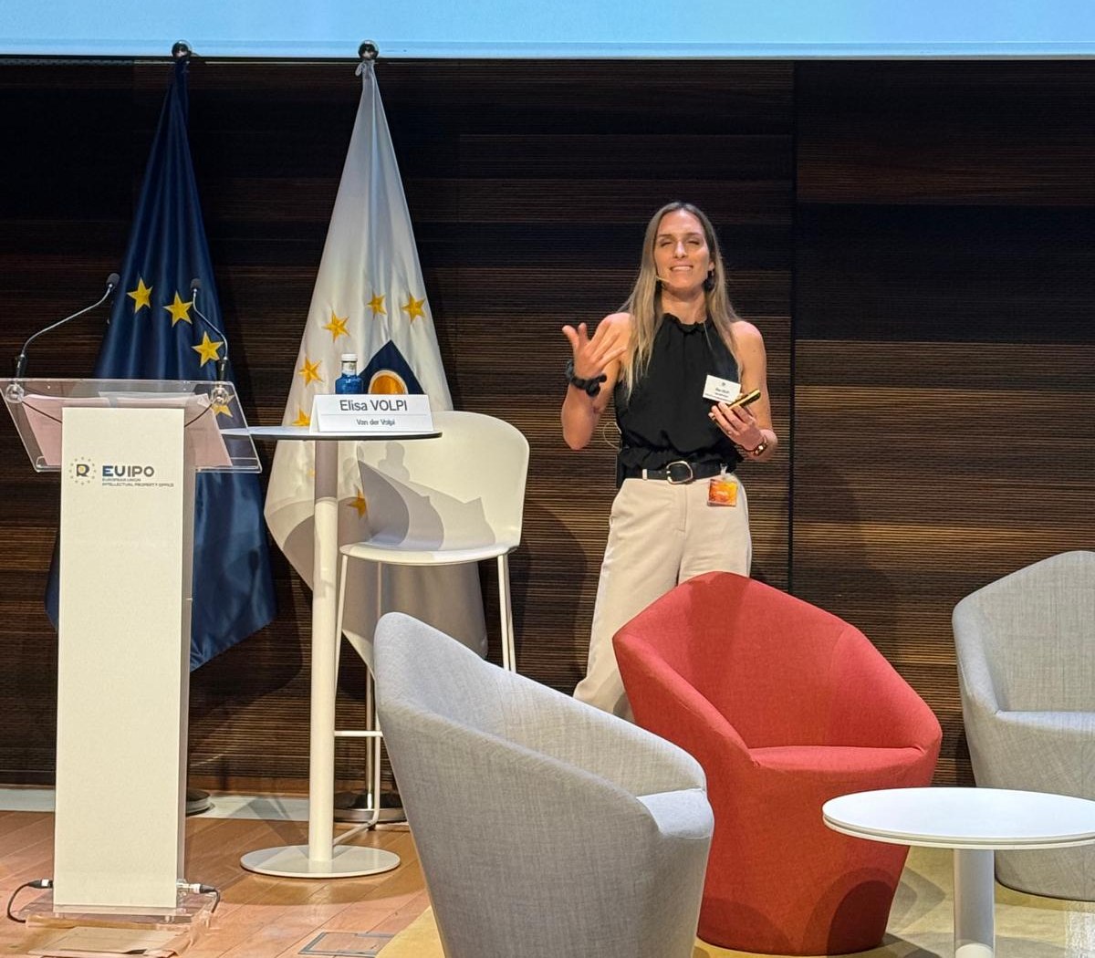 Elisa Volpi speaking about the impact of social media on IP rights at the EUIPO